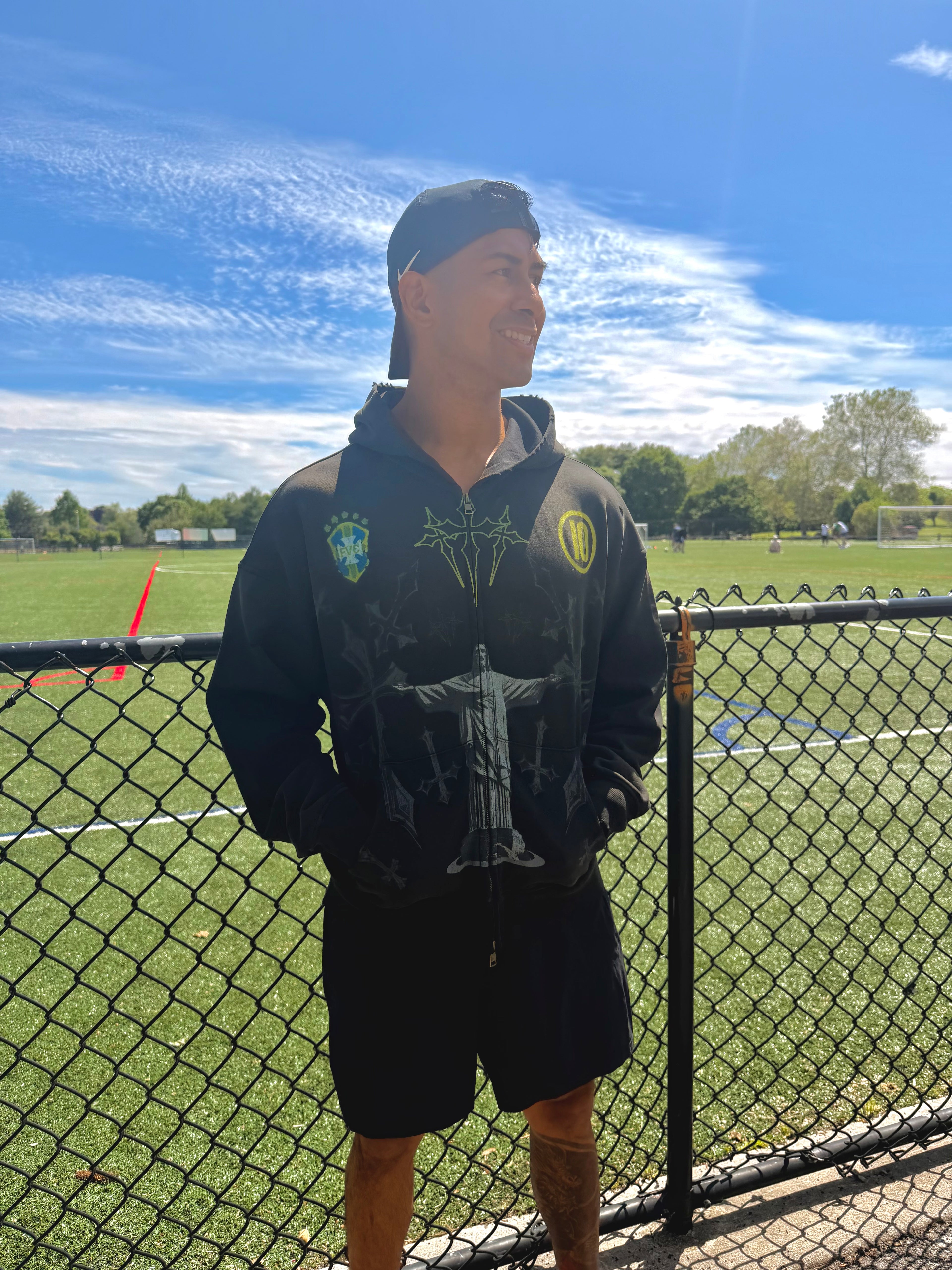 Brasil Sun Faded Distressed Full-zip Hoodie
