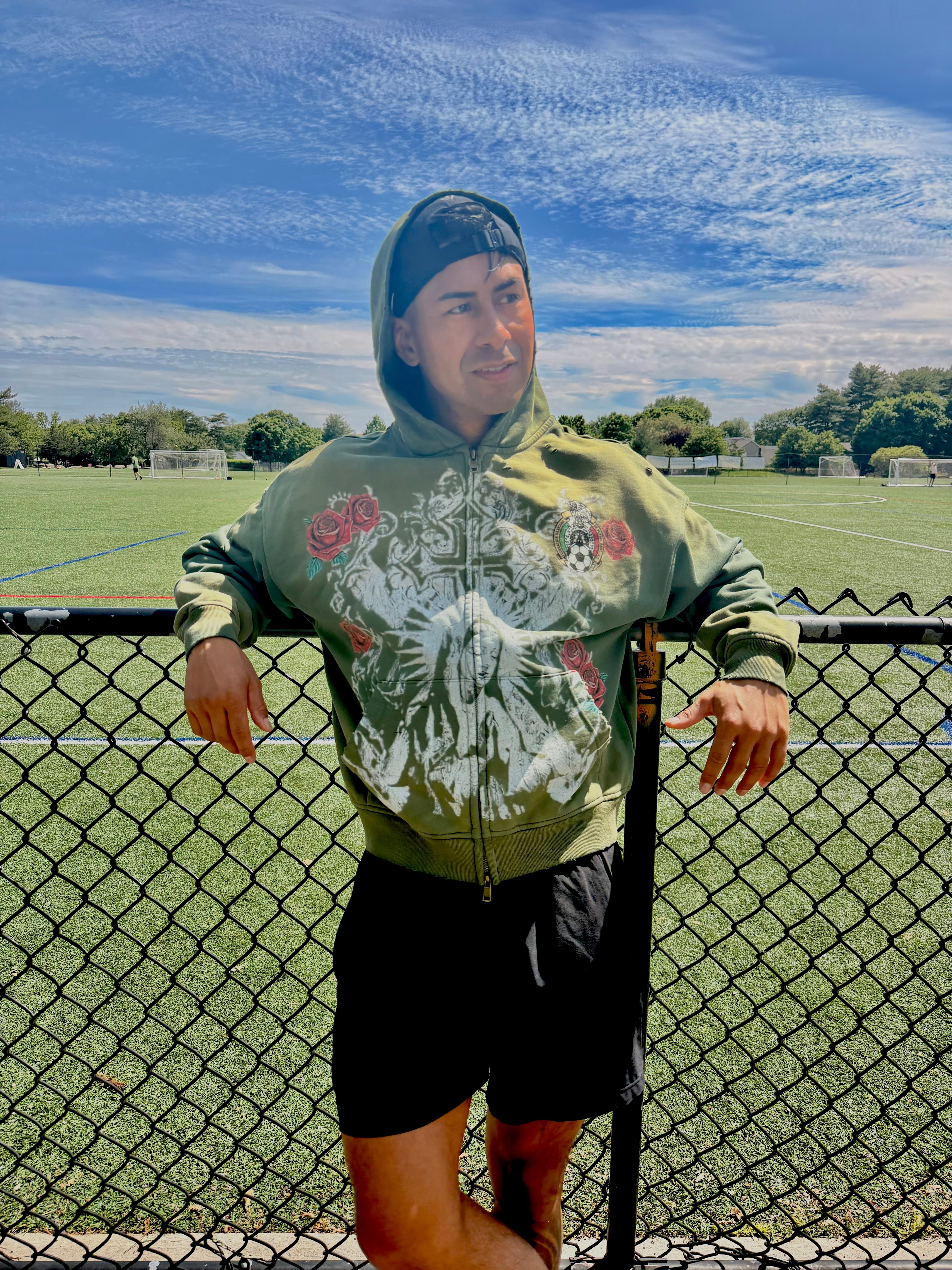 Mexico Sun Faded Distressed Full-zip Hoodie